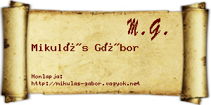 Mikulás Gábor névjegykártya